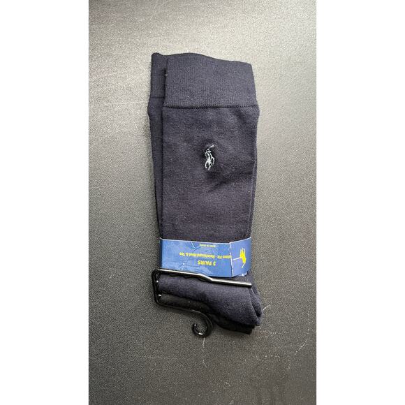 Polo Ralph Lauren Custom Fit Reinforced Heel & Toe 2 Pair  New Blue & blk - Picture 1 of 5